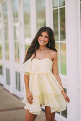 Organza Tiered Ruffle DressYellow