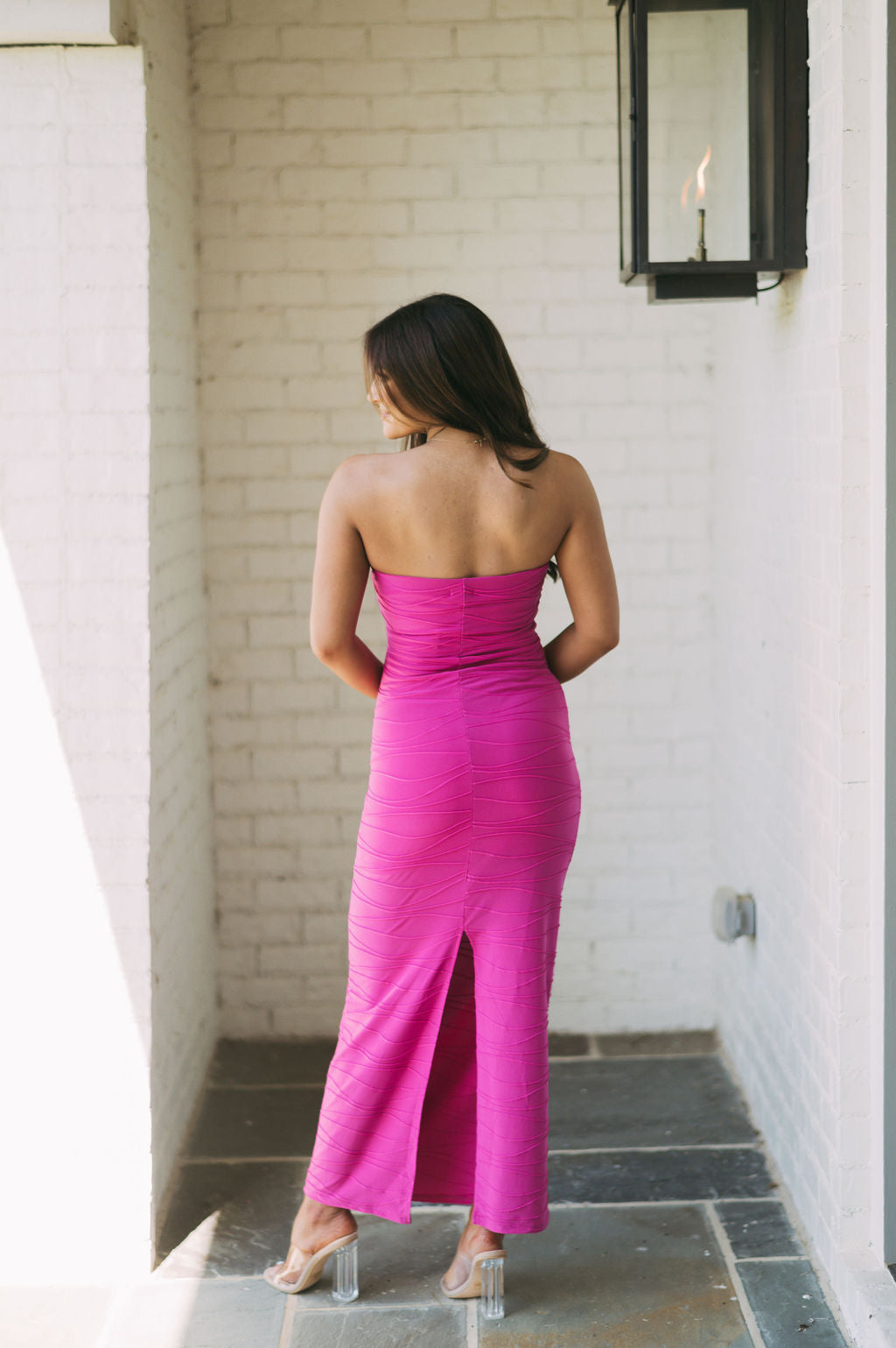 Textured Tube Dress-Berry Pink