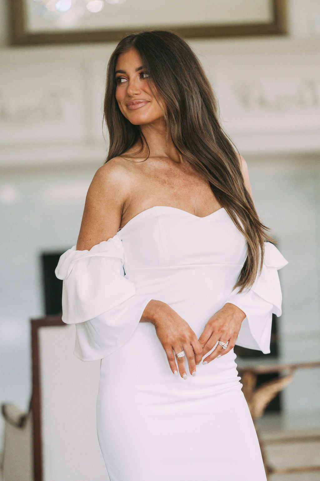 Gisele OTS Midi DressWhite