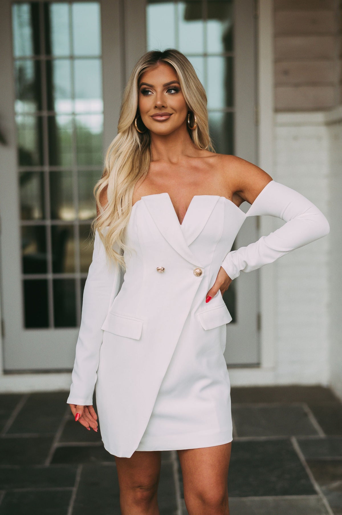 OTS Structured Blazer DressWhite