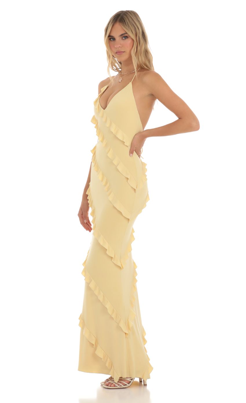 Ruffle Halter Maxi Dress in Yellow