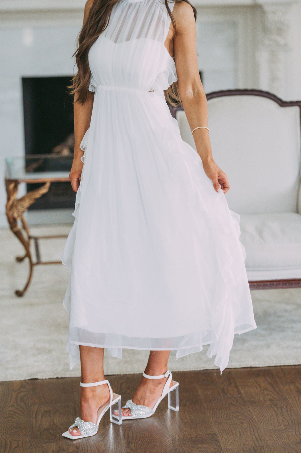 Mock Neck Layered Midi Dress