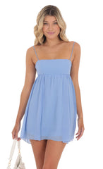 Chiffon Babydoll Dress in Light Blue