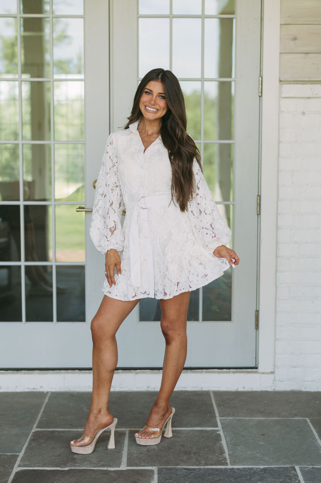 Laurel Lace Button Down Dress Ivory