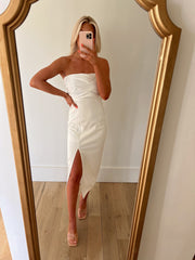 Contrasted Midi Dress White