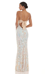 Lyssa Iridescent Sequin Mermaid Dress in Cream