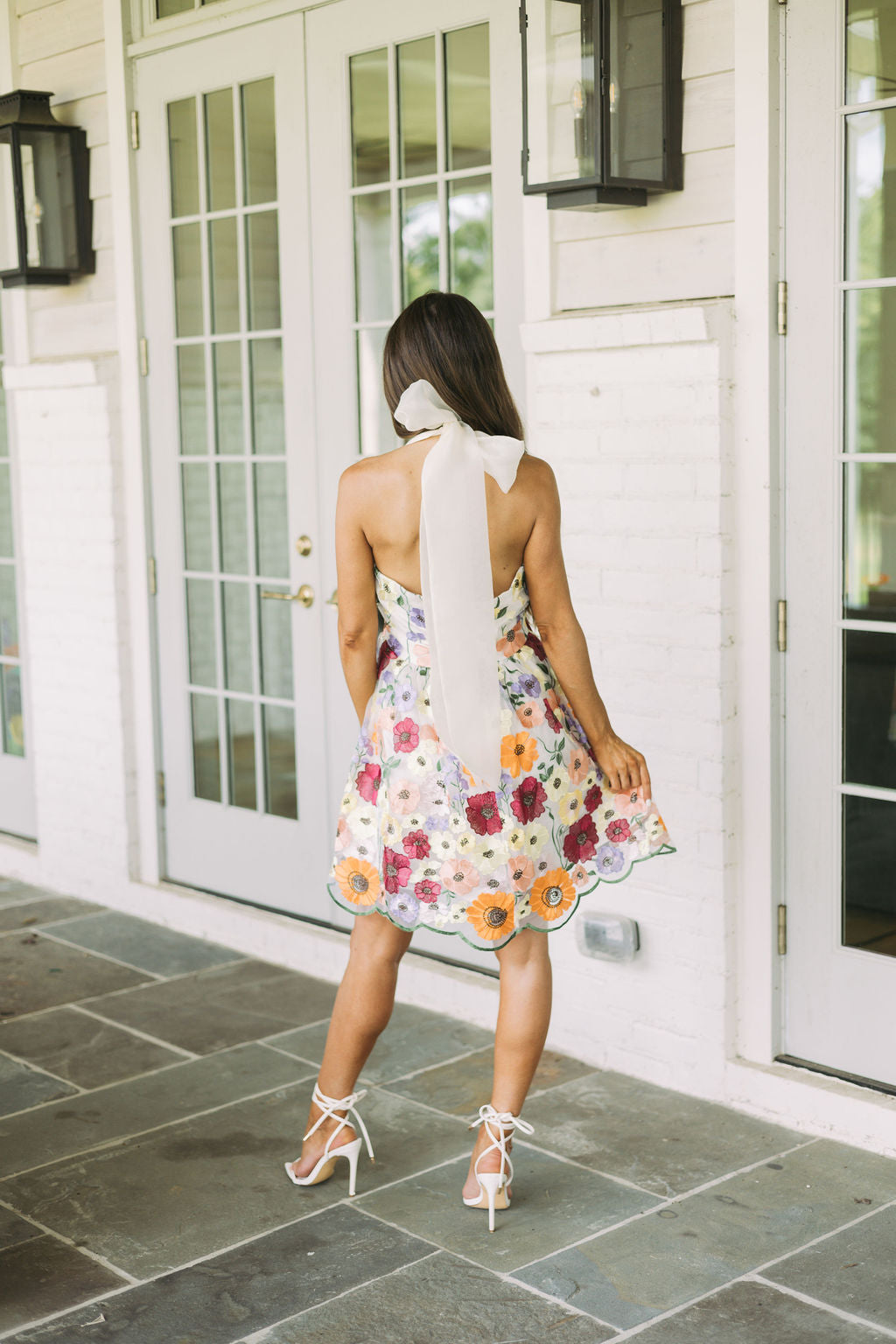 Floral Embellished Halter Dress