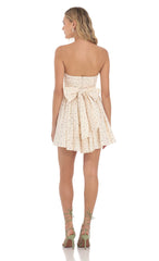 Floral Strapless A-line Dress in Cream