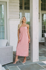 Cowl Back Satin Midi Dress