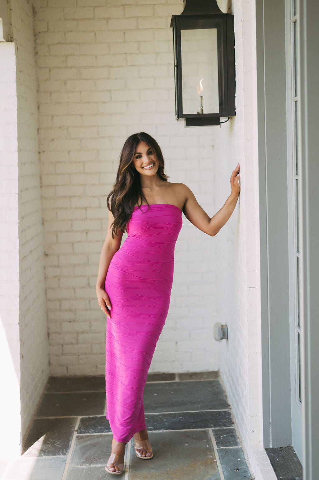 Textured Tube Dress-Berry Pink