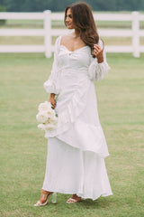 Eyelet Sleeve Ruffled Maxi White