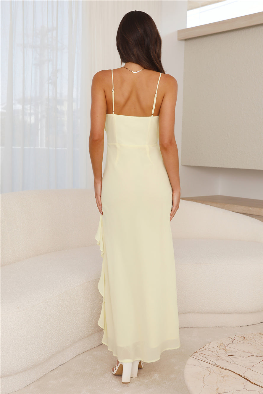 Fresh Scent Frill Maxi Dress Yellow