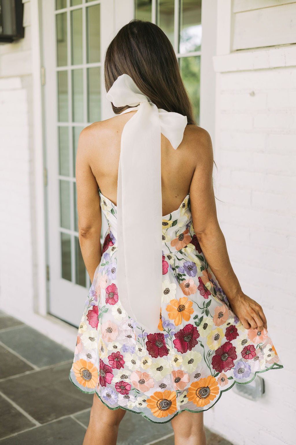 Floral Embellished Halter Dress