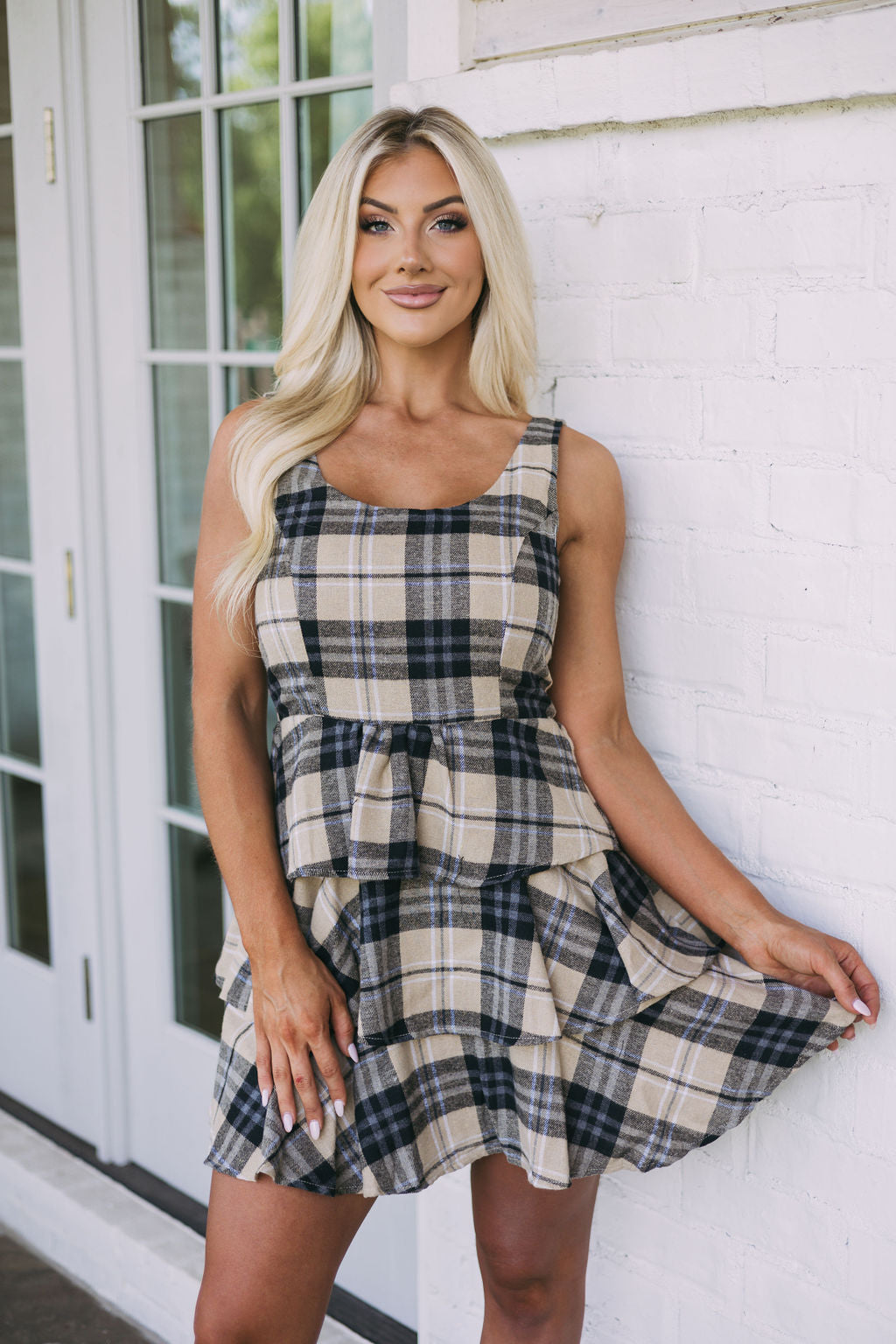 Plaid Ruffle Detailed Dress