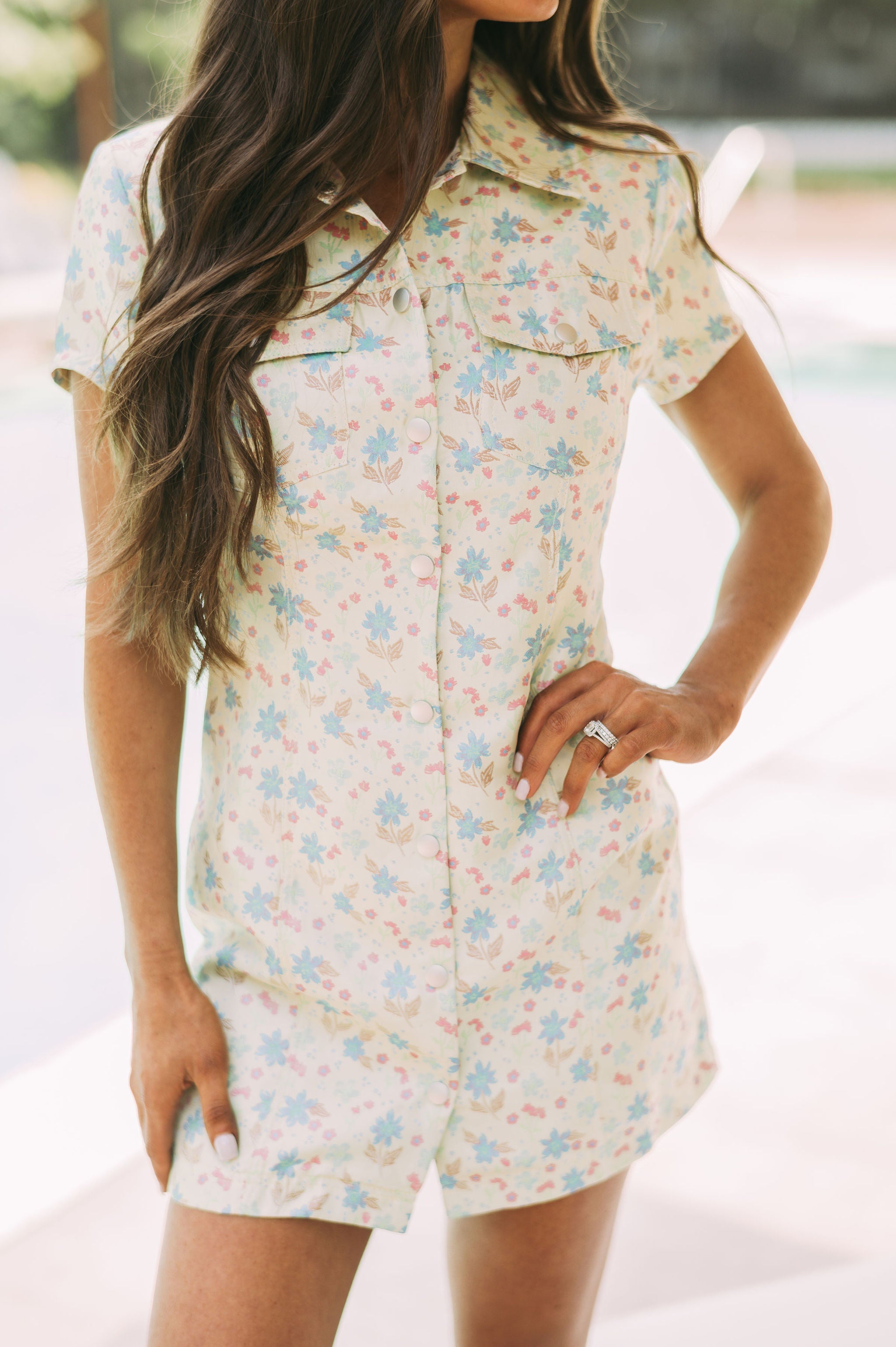 Nellie Floral Button Down Dress Lime Mix