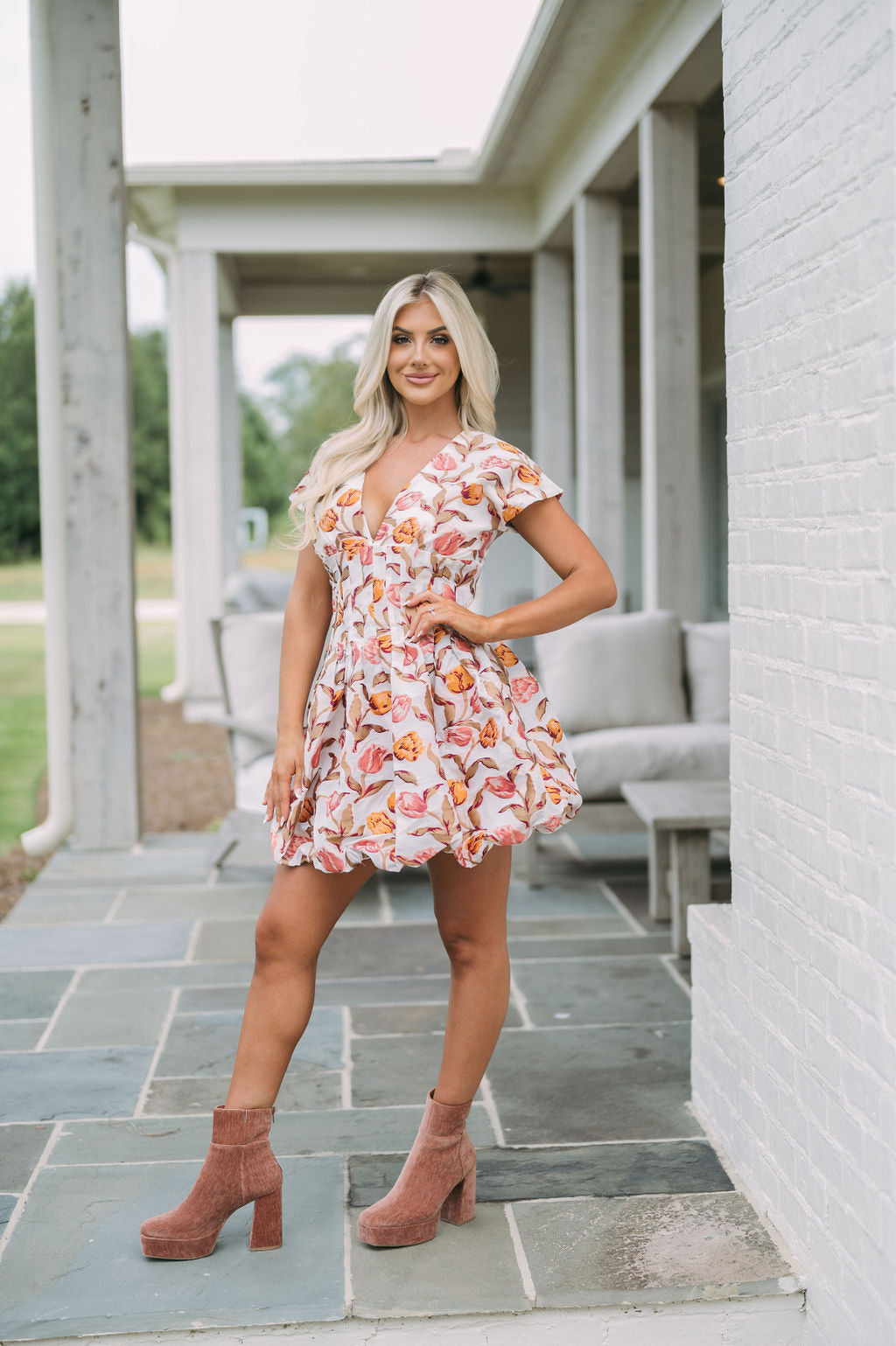 Fall Floral Bubble Dress