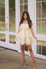 Organza Tiered Ruffle DressYellow