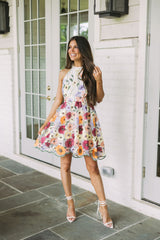 Floral Embellished Halter Dress