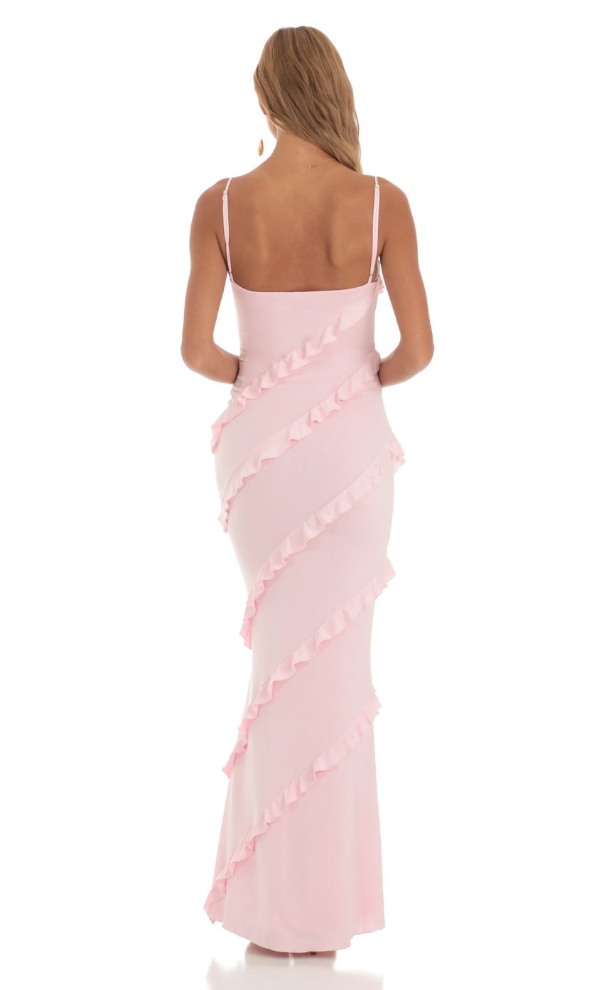 Ruffle Maxi Dress in Pink