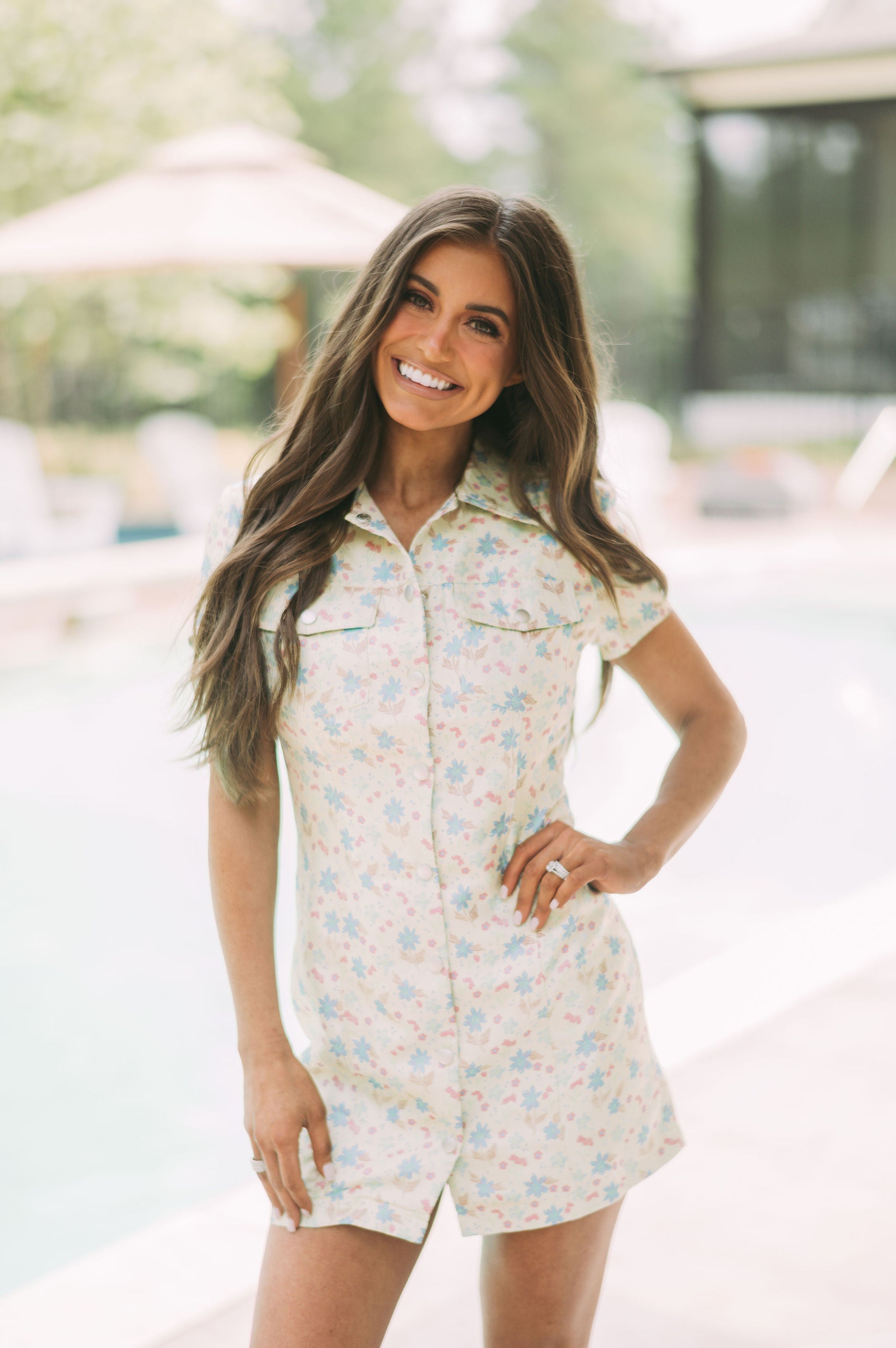 Nellie Floral Button Down Dress Lime Mix