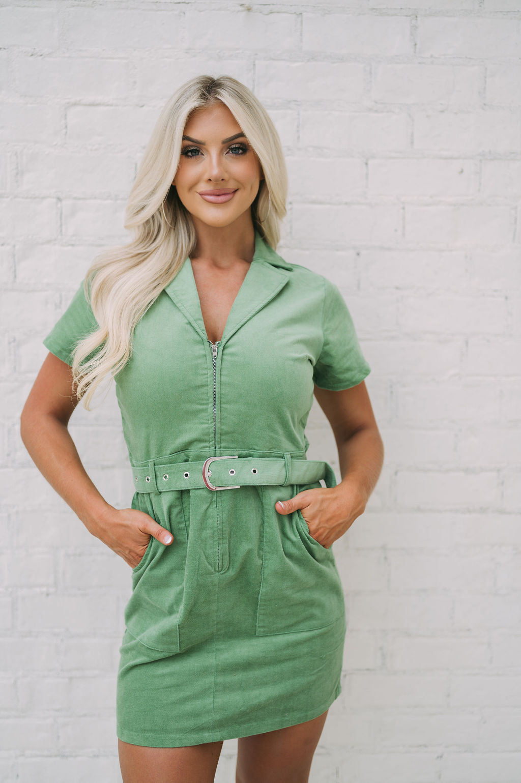 Lucy Belted Dress Green