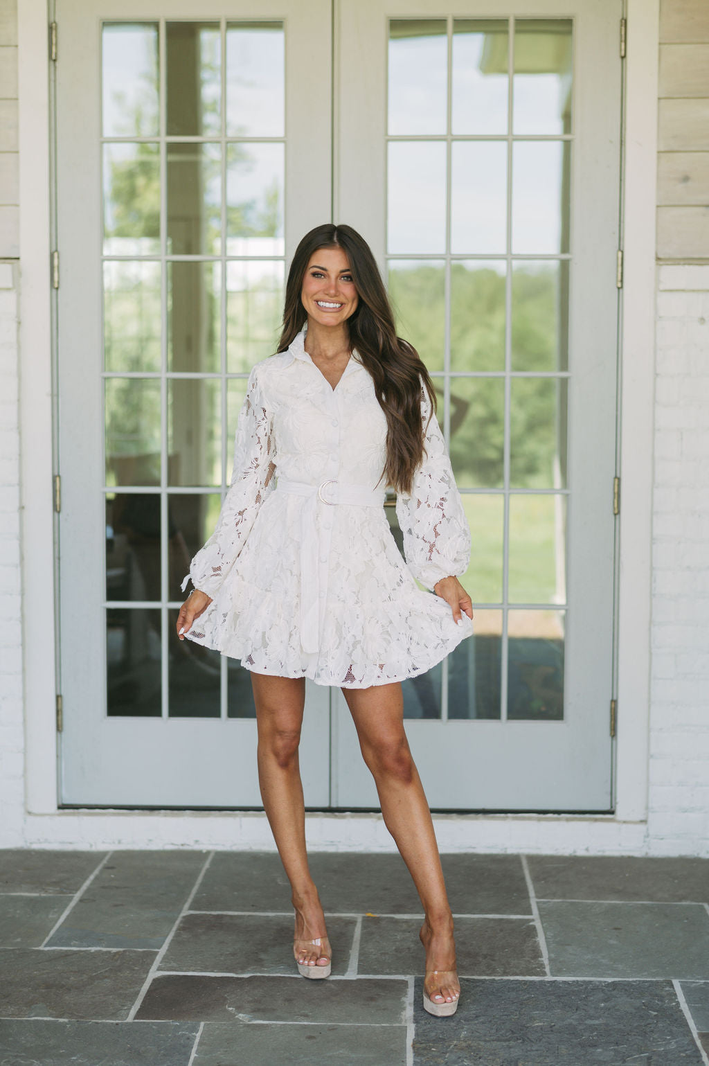 Laurel Lace Button Down Dress Ivory