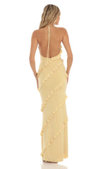 Ruffle Halter Maxi Dress in Yellow